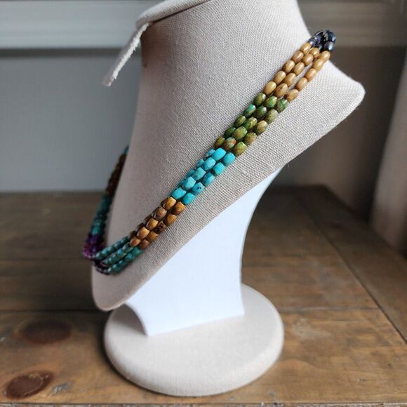 Genuine turquoise Southwestern beaded necklace - 18" - 925 SS - genuine stones - Picture 2 of 7